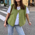 Women's faux fur vest, soft texture, with button closure - J&B; - 2 - Elvaroza.com