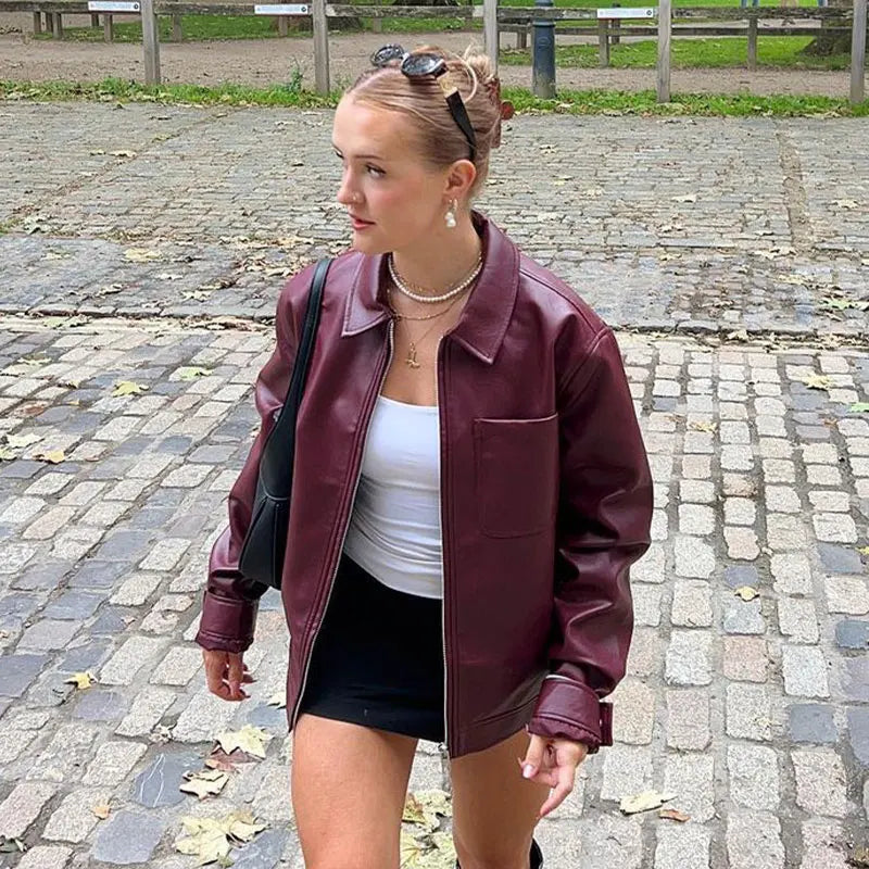 Jacket Women's Oversized Cut with Zip Closure - Image 3