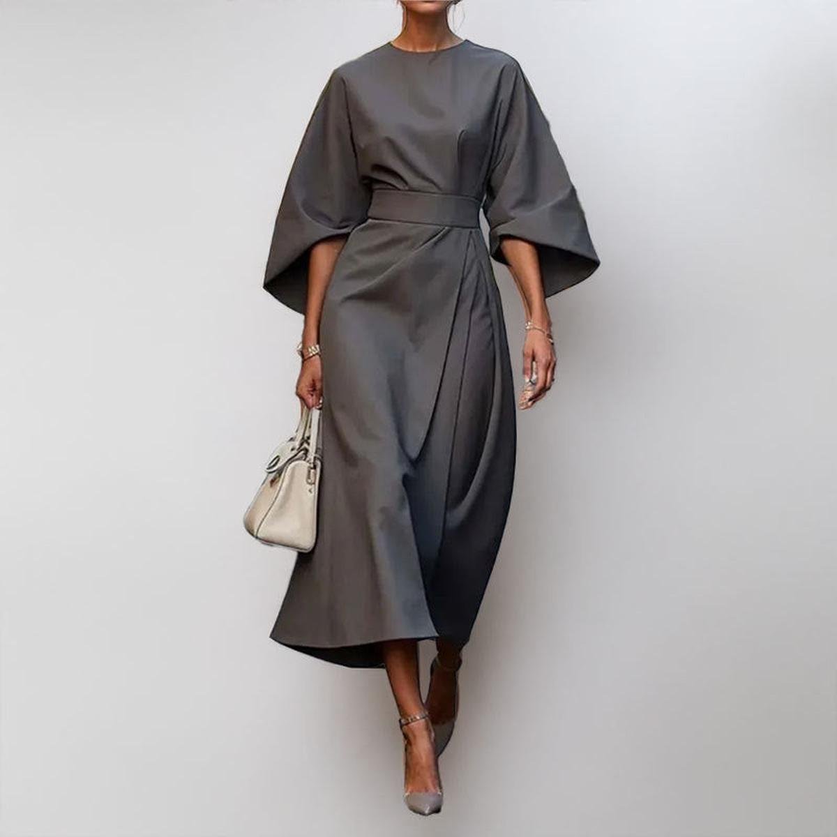 Paula – Elegantes Satinkleid mit Fledermausärmeln für Damen - Image 5