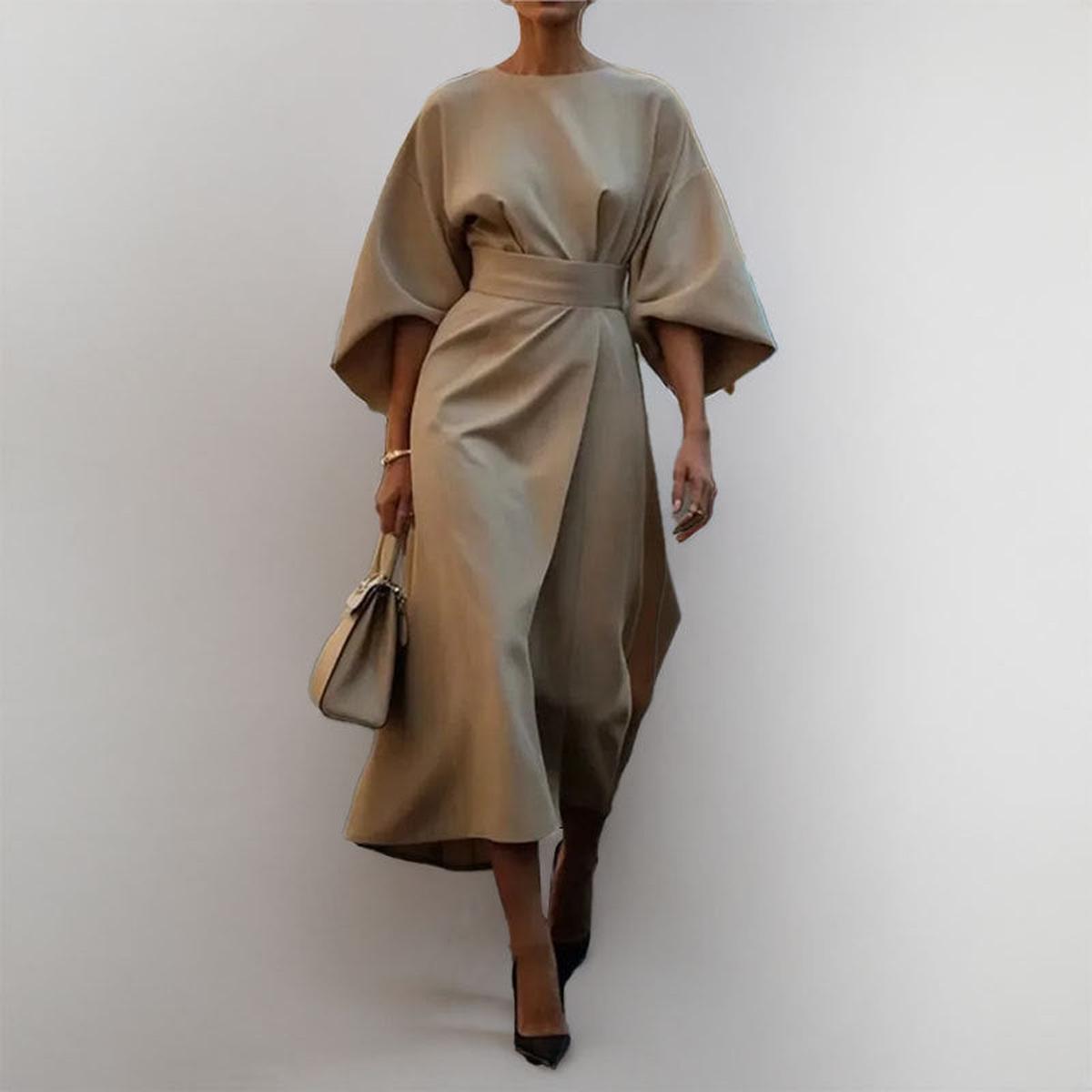 Paula – Elegantes Satinkleid mit Fledermausärmeln für Damen - Image 6