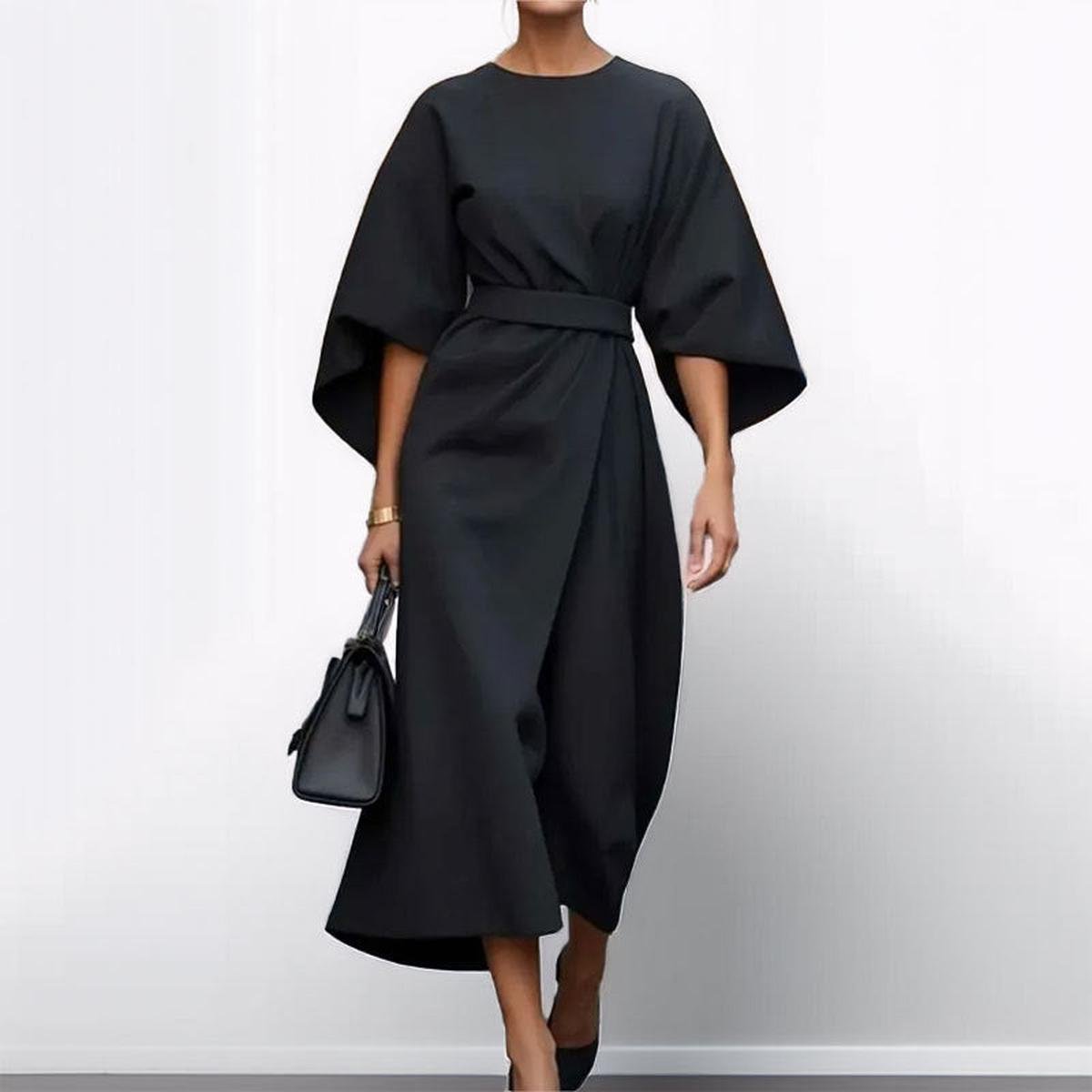 Paula – Elegantes Satinkleid mit Fledermausärmeln für Damen - Image 9
