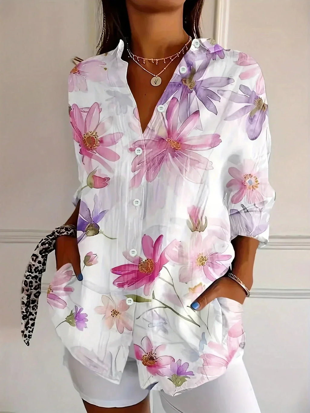 Daniela – Floral Button Front Blouse - Image 4