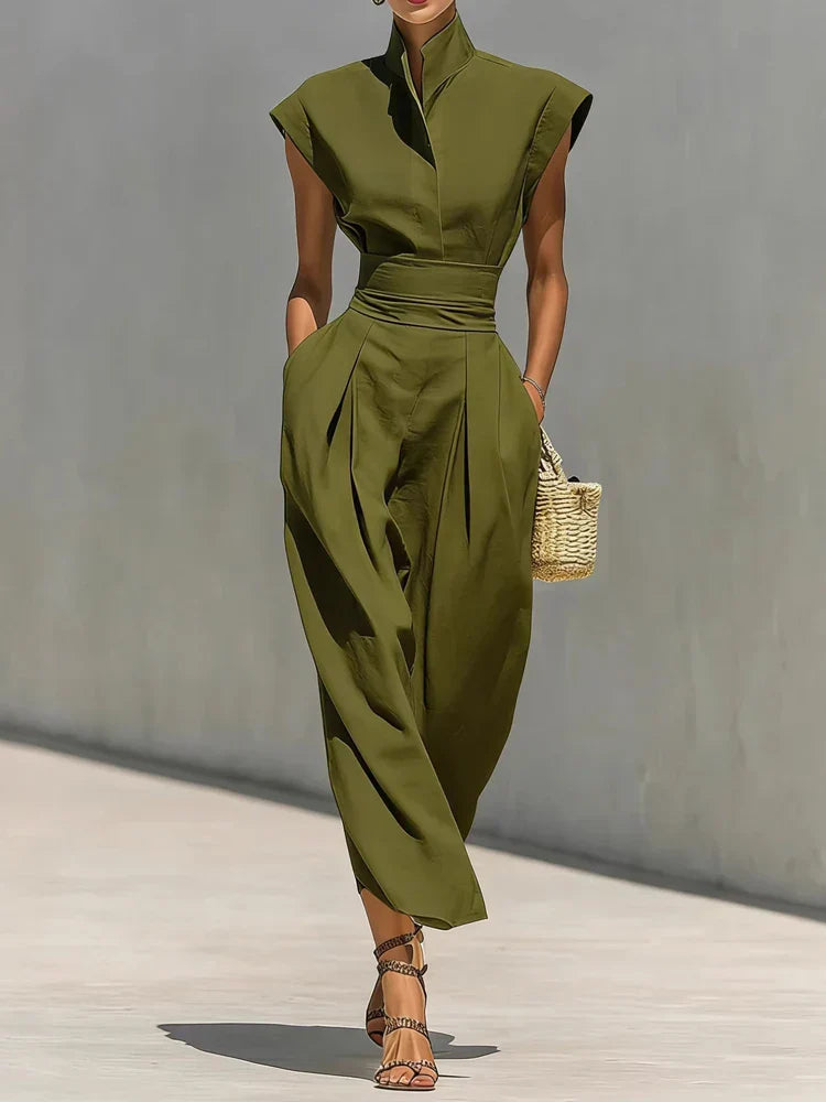 Elegant Women's Midi Dress with Pleated Detail - Image 4