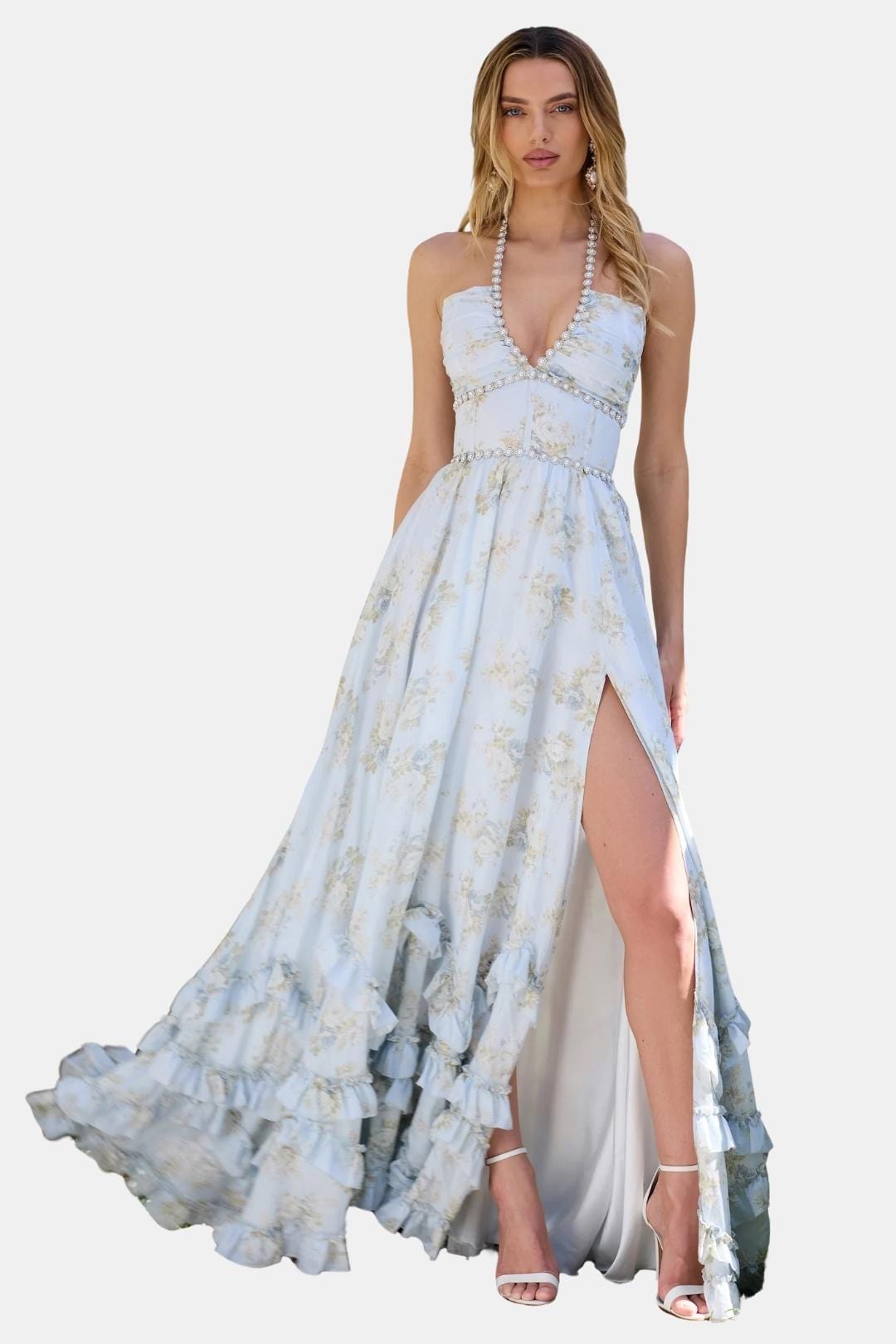Ingrid – Floral Halter Wedding Guest Dress - Image 5