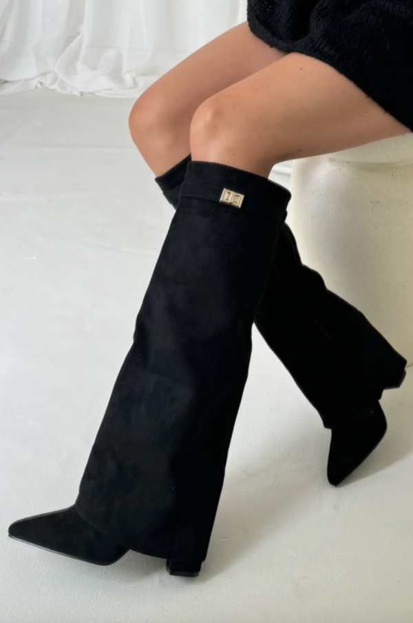 Women's Knee-High Boots with a Straight Shaft and Pointed Toe - J&B; - 5 - Elvaroza.com