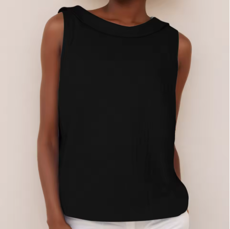 Greta – Sleeveless Roll Collar  Blouse - Image 8