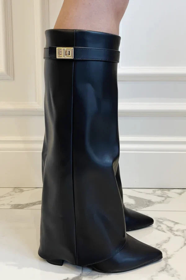 Women's Knee-High Boots with a Straight Shaft and Pointed Toe - J&B; - 3 - Elvaroza.com