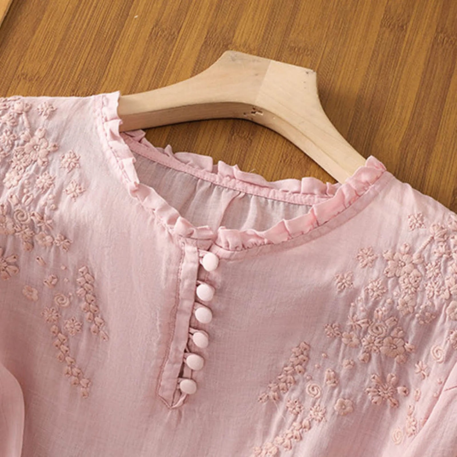 Nele – Embroidered Button-Front Blouse - Image 4