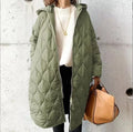 Quilted Jacket Women's Longline with Hood and Zipper Closure - Image 2
