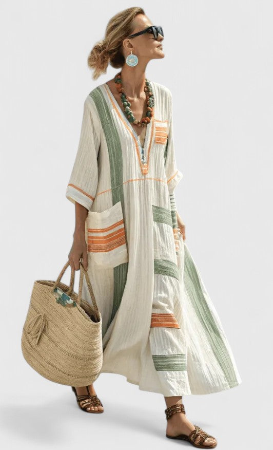 Celeste – V-neck Five Quarter Sleeve Dress - Image 8