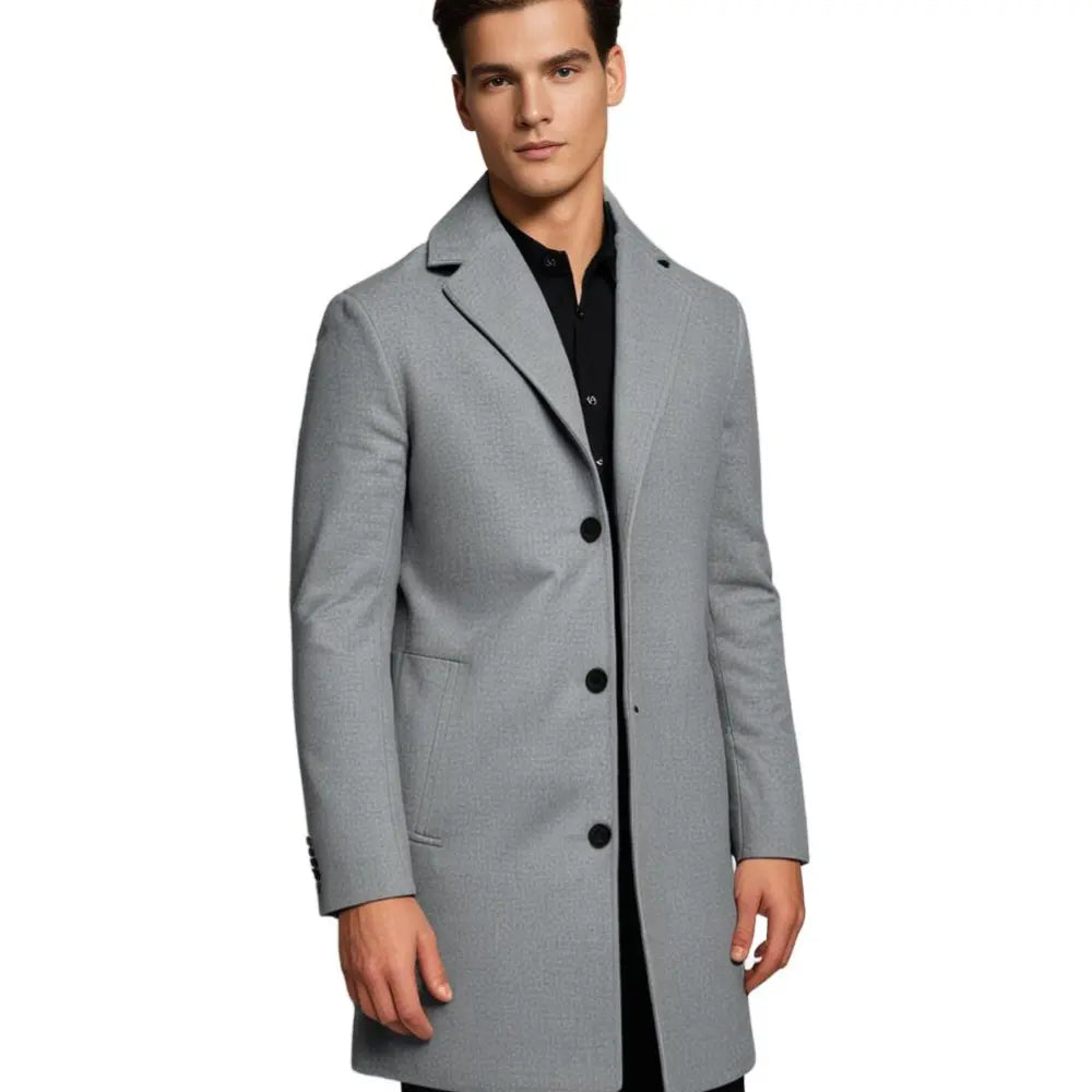 Men's winter coat in a tailored fit with a drooping lapel and button placket - J&B; - 7 - Elvaroza.com