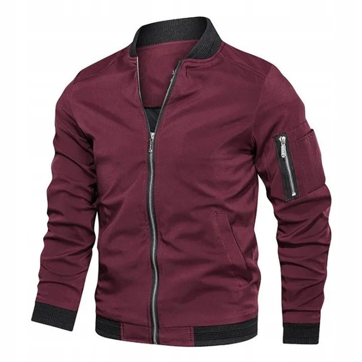 Men's Slim-Fit Bomber Jacket with Zipper - J&B; - 3 - Elvaroza.com