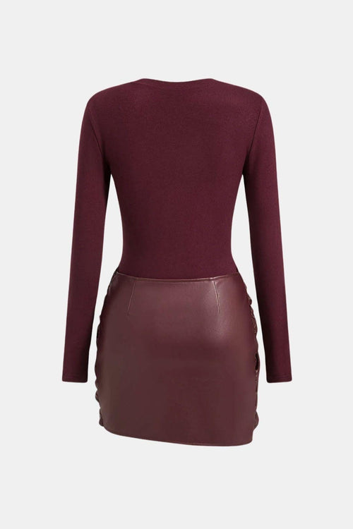 Brigitte – Elegant Patchwork Wrap Dress - Image 2