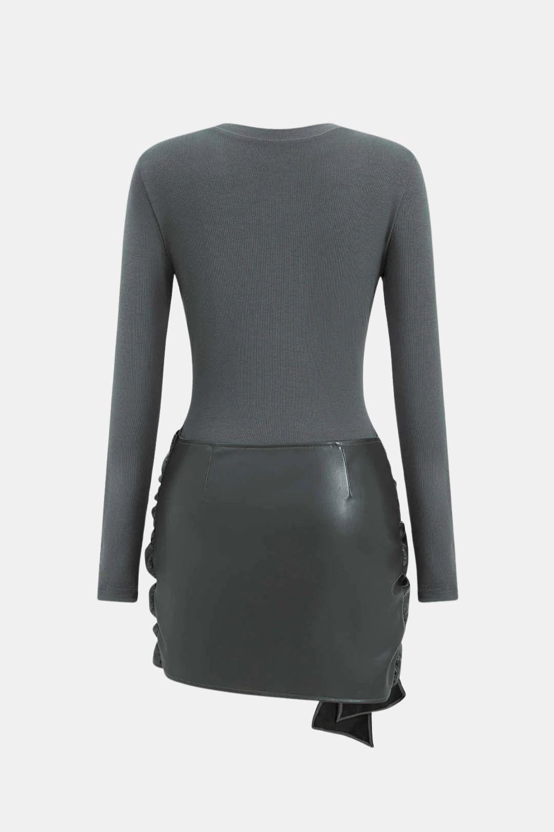 Brigitte – Elegant Patchwork Wrap Dress - Image 8