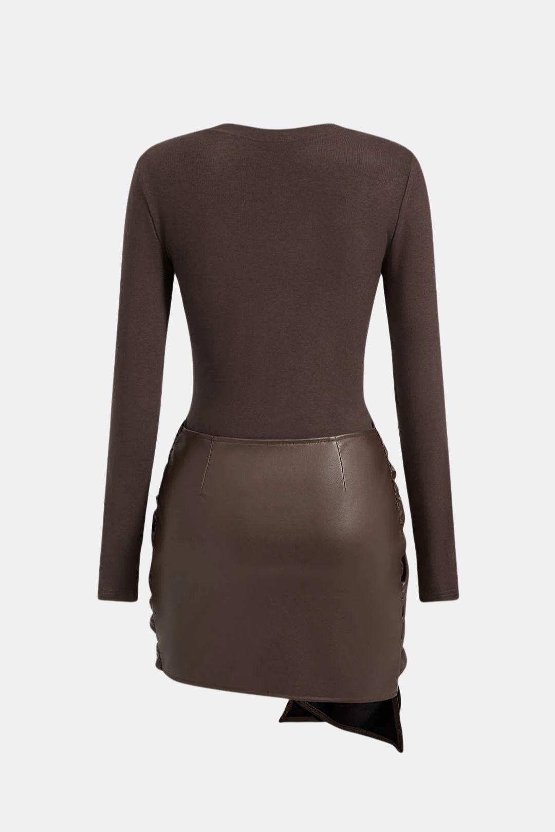Brigitte – Elegant Patchwork Wrap Dress - Image 6