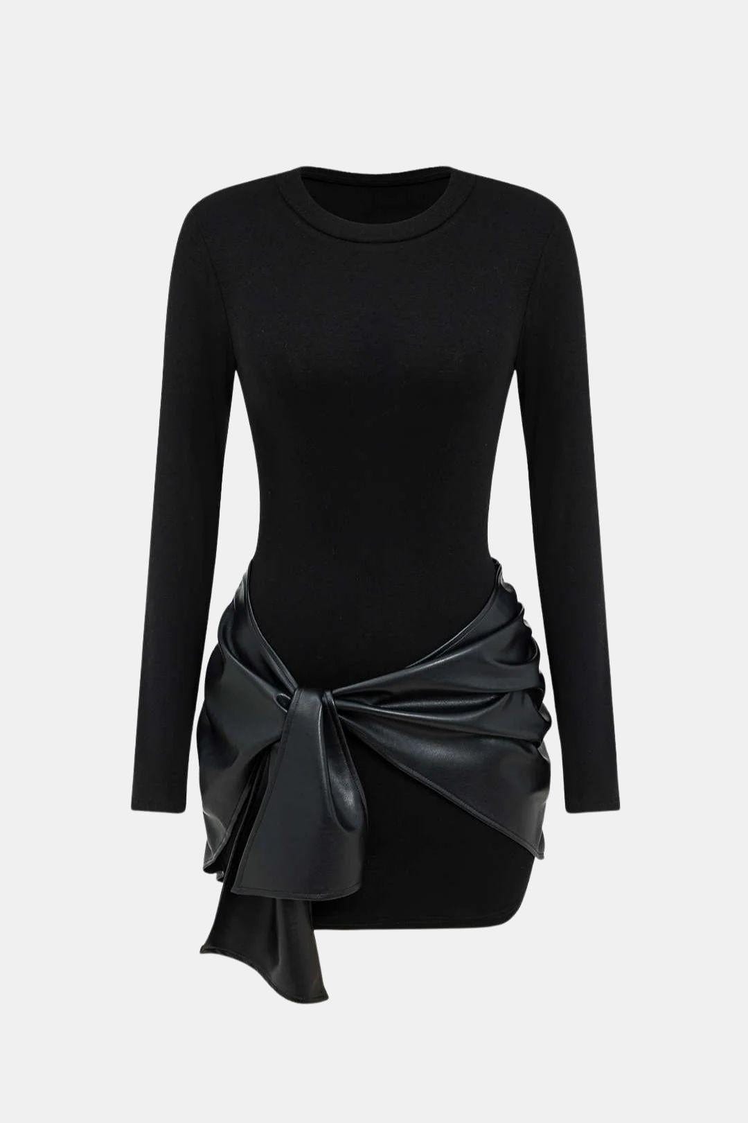Brigitte – Elegant Patchwork Wrap Dress - Image 3