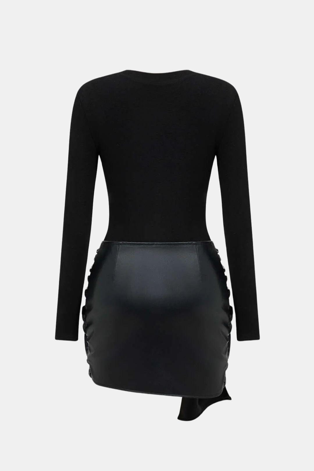 Brigitte – Elegant Patchwork Wrap Dress - Image 4