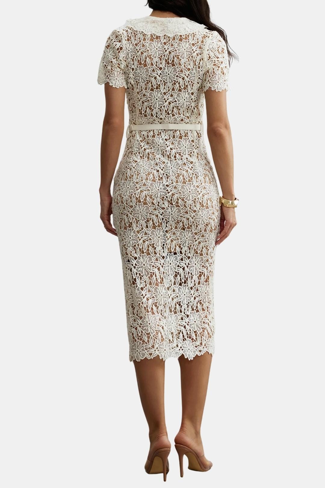 Gisela – V-Neck Embroidered Lace Dress - Image 4