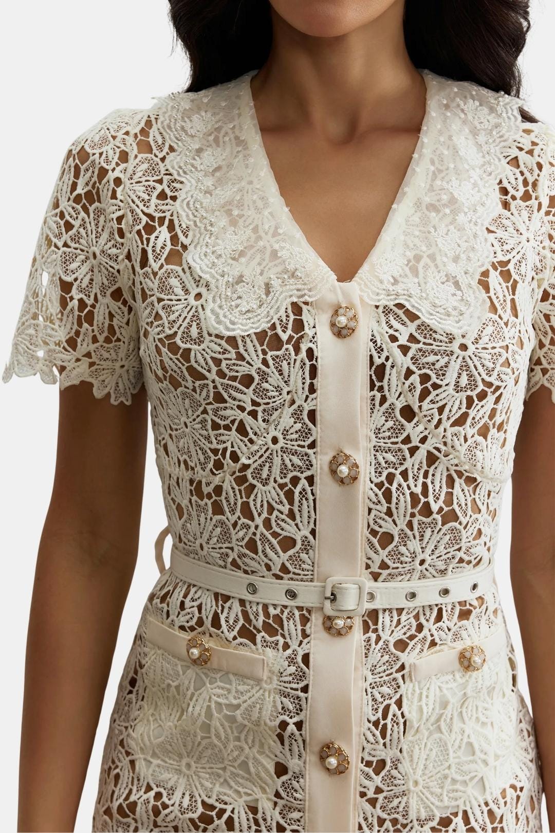 Gisela – V-Neck Embroidered Lace Dress - Image 6
