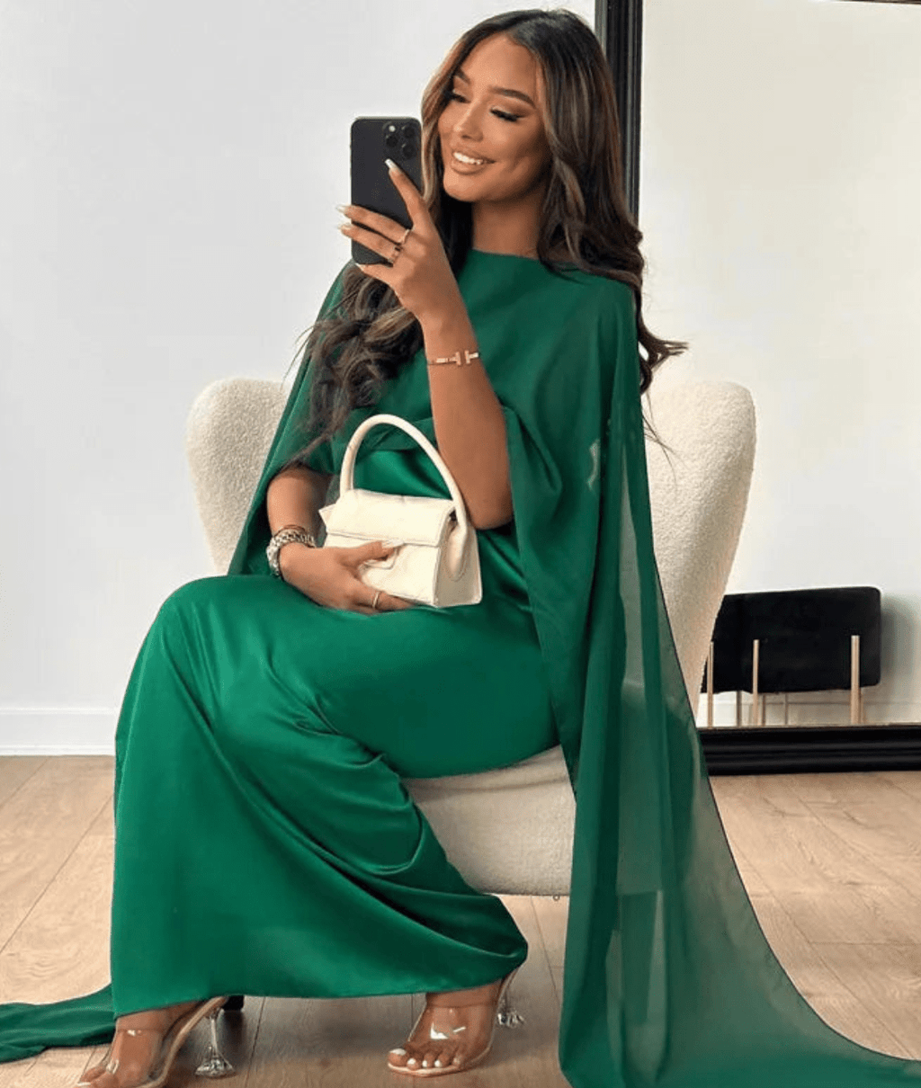 Lea – Elegant  Draped Sleeve Dress - Image 5