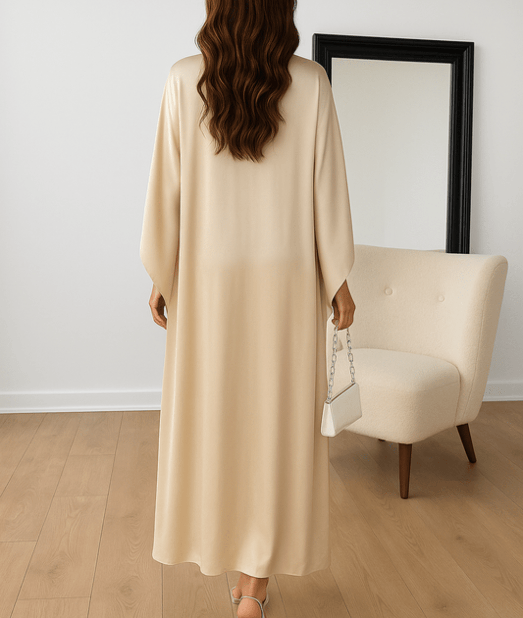 Lea – Elegant  Draped Sleeve Dress - Image 2