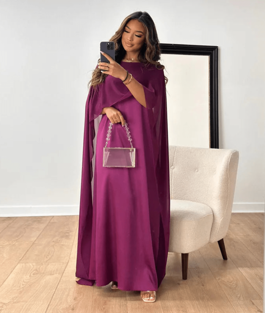 Lea – Elegant  Draped Sleeve Dress - Image 6
