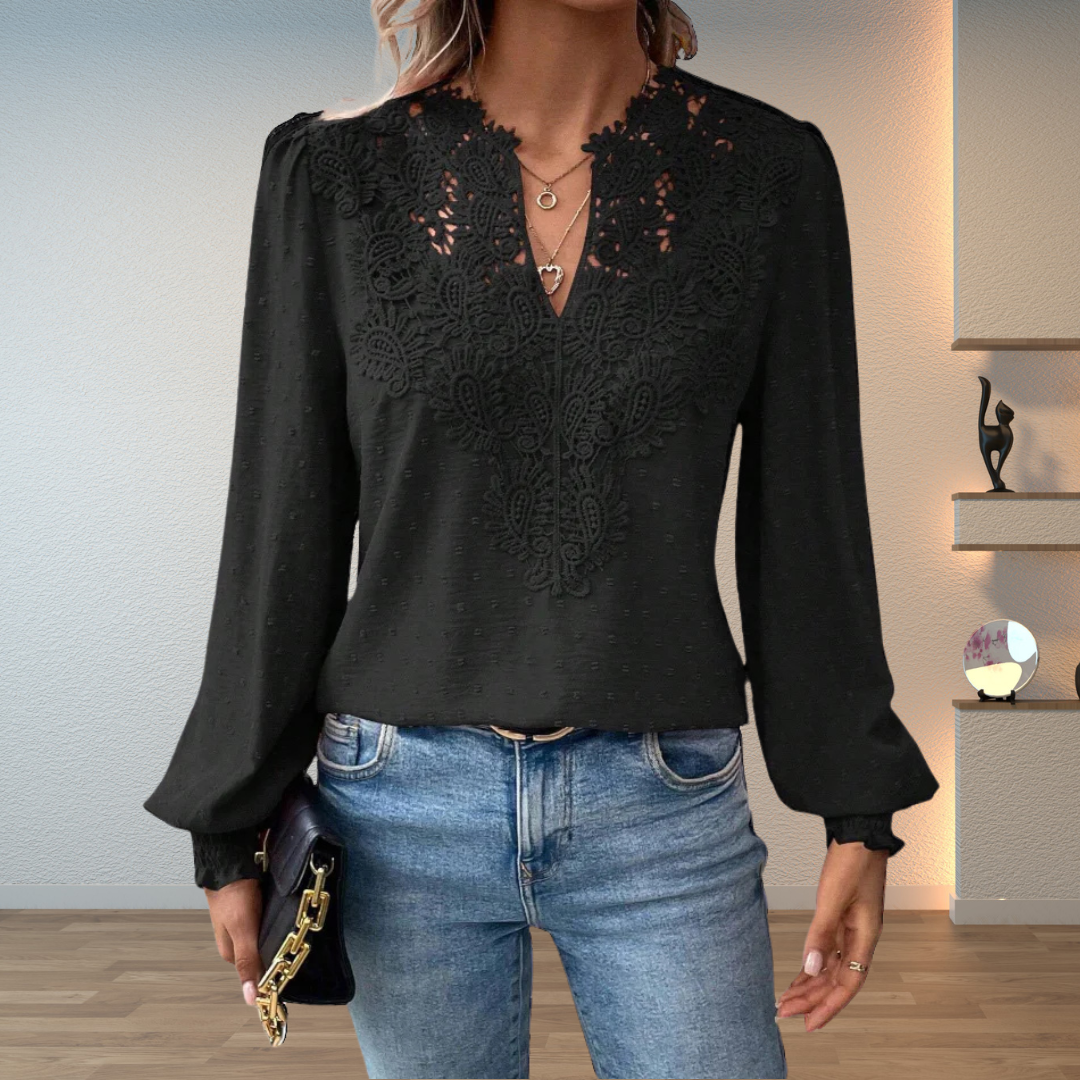 Stella – Elegant Lightweight Lace Detail Blouse - Image 3