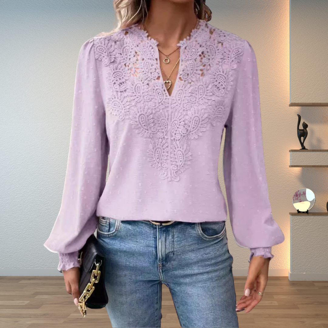 Stella – Elegant Lightweight Lace Detail Blouse - Image 5
