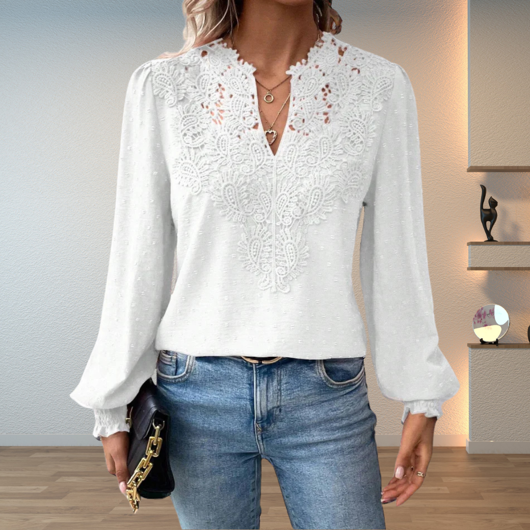 Stella – Elegant Lightweight Lace Detail Blouse - Image 7