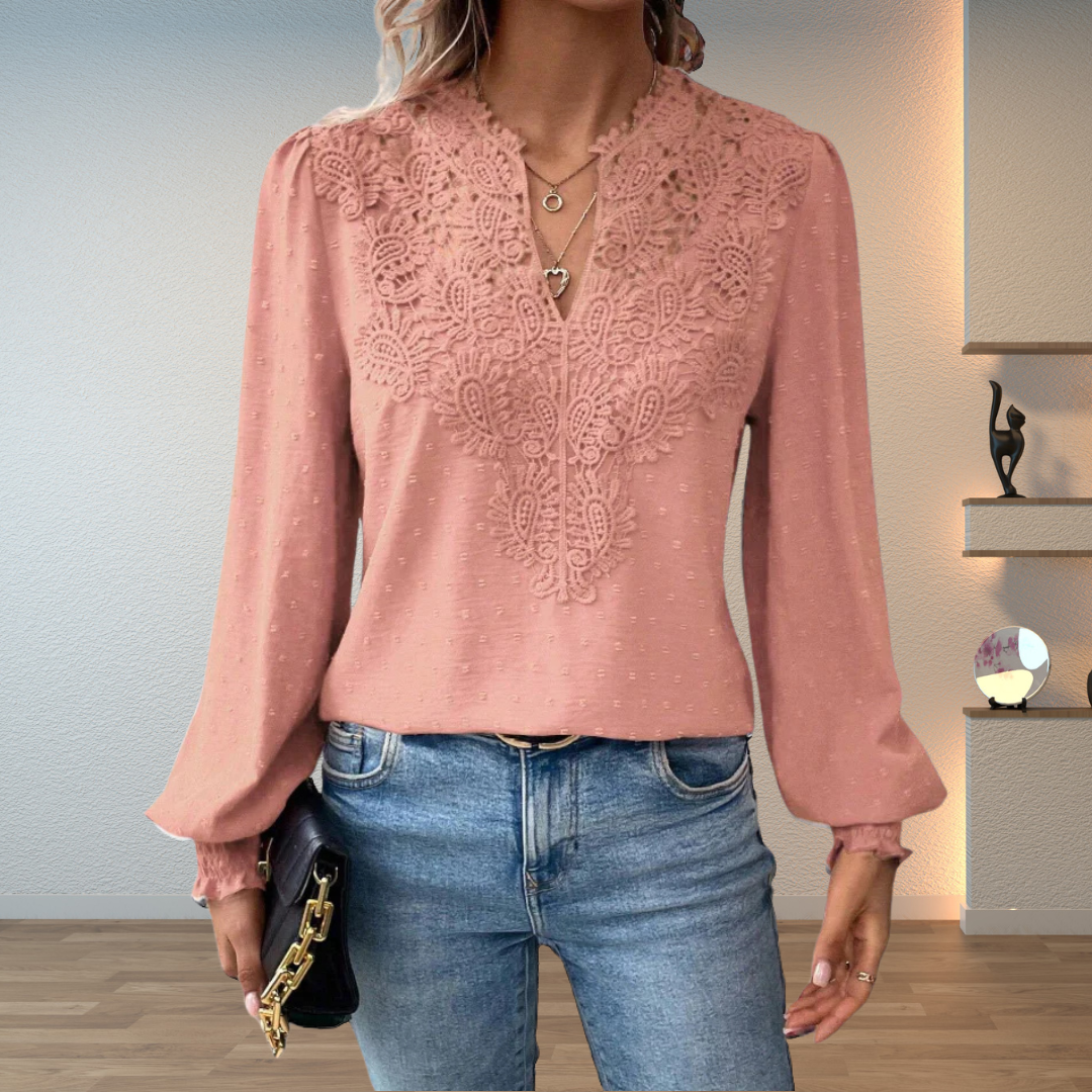 Stella – Elegant Lightweight Lace Detail Blouse - Image 8