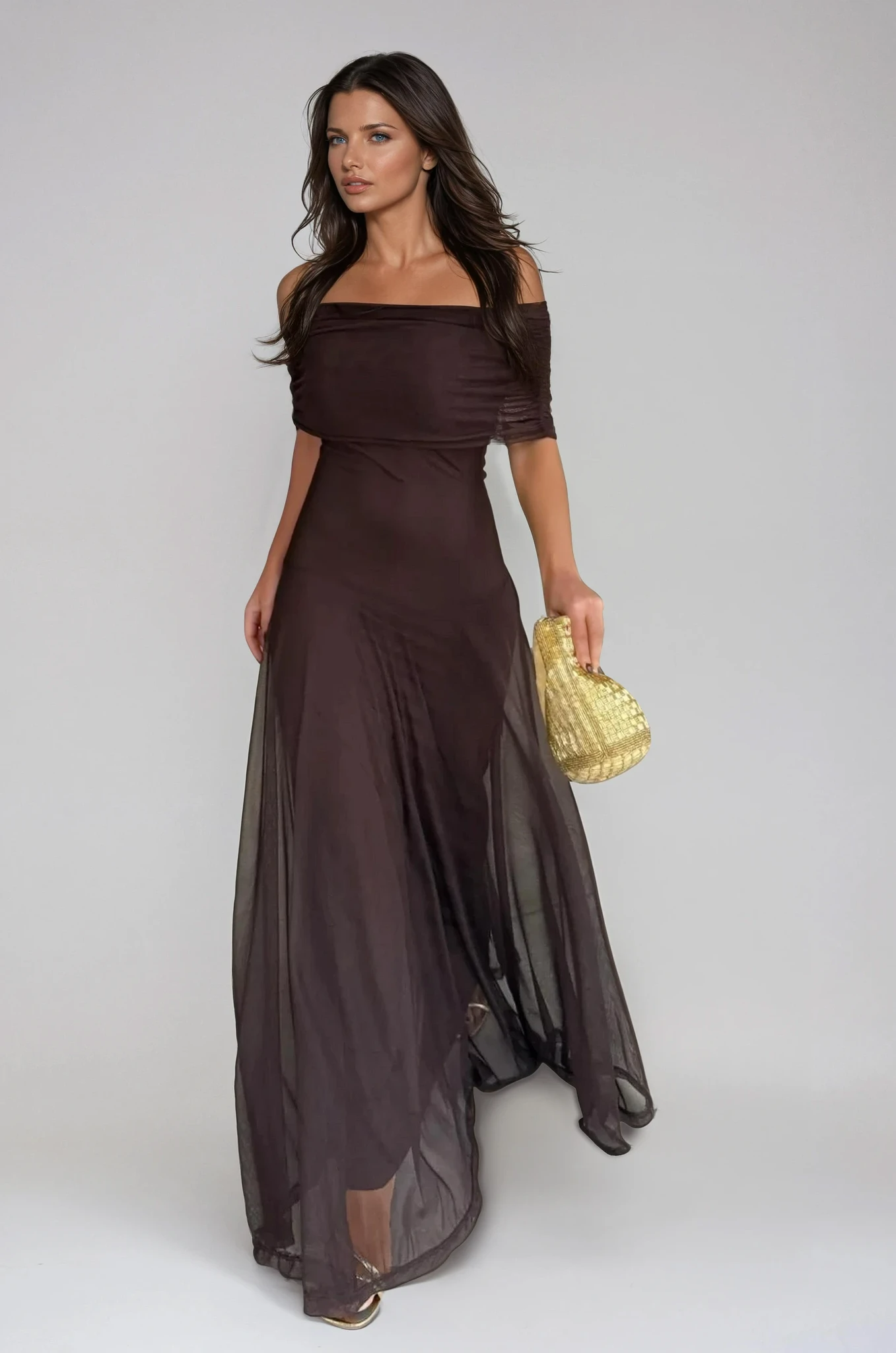 Evening Dress Women's Off-Shoulder Maxi with Flattering Flow - Image 1
