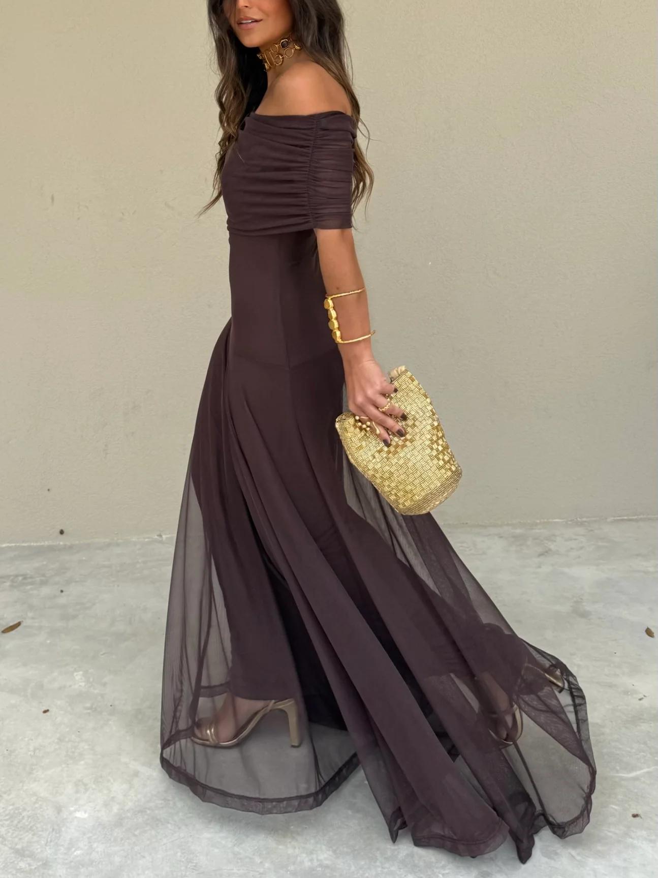 Evening Dress Women's Off-Shoulder Maxi with Flattering Flow - Image 4
