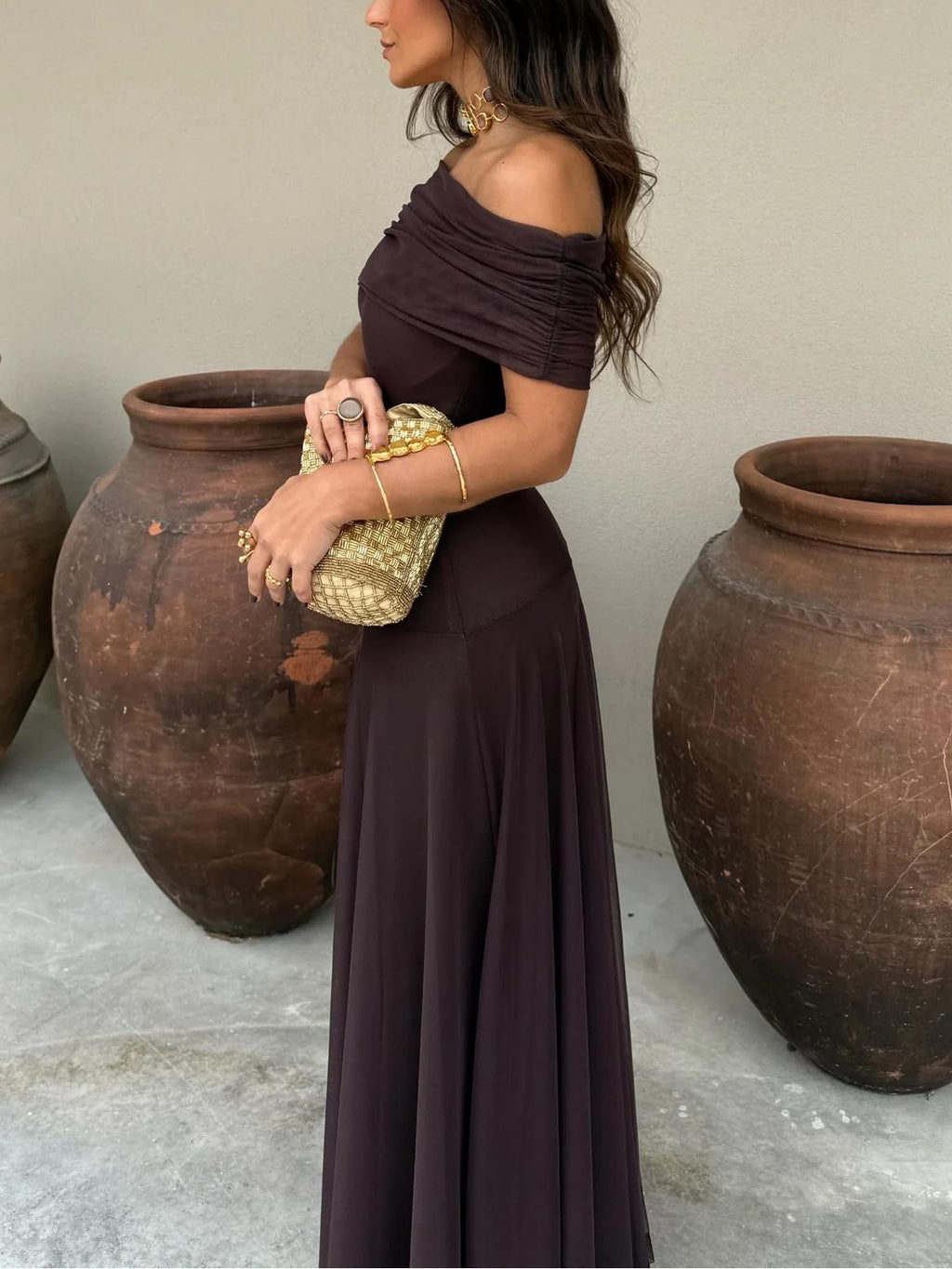 Evening Dress Women's Off-Shoulder Maxi with Flattering Flow - Image 5