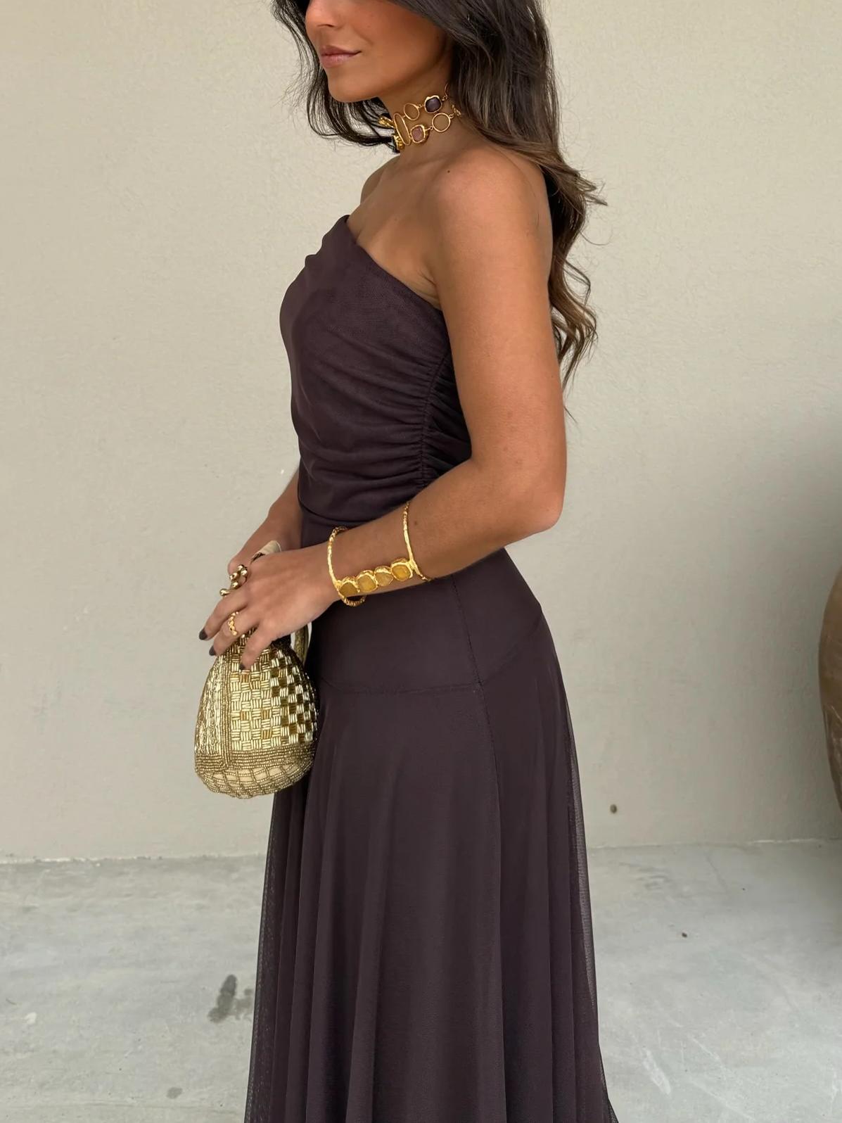 Evening Dress Women's Off-Shoulder Maxi with Flattering Flow - Image 7
