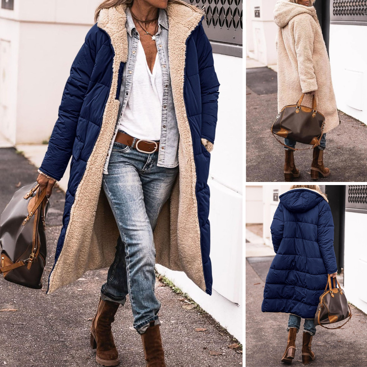 Longline Jacket Women's with Hood and Textured Finish - Image 9