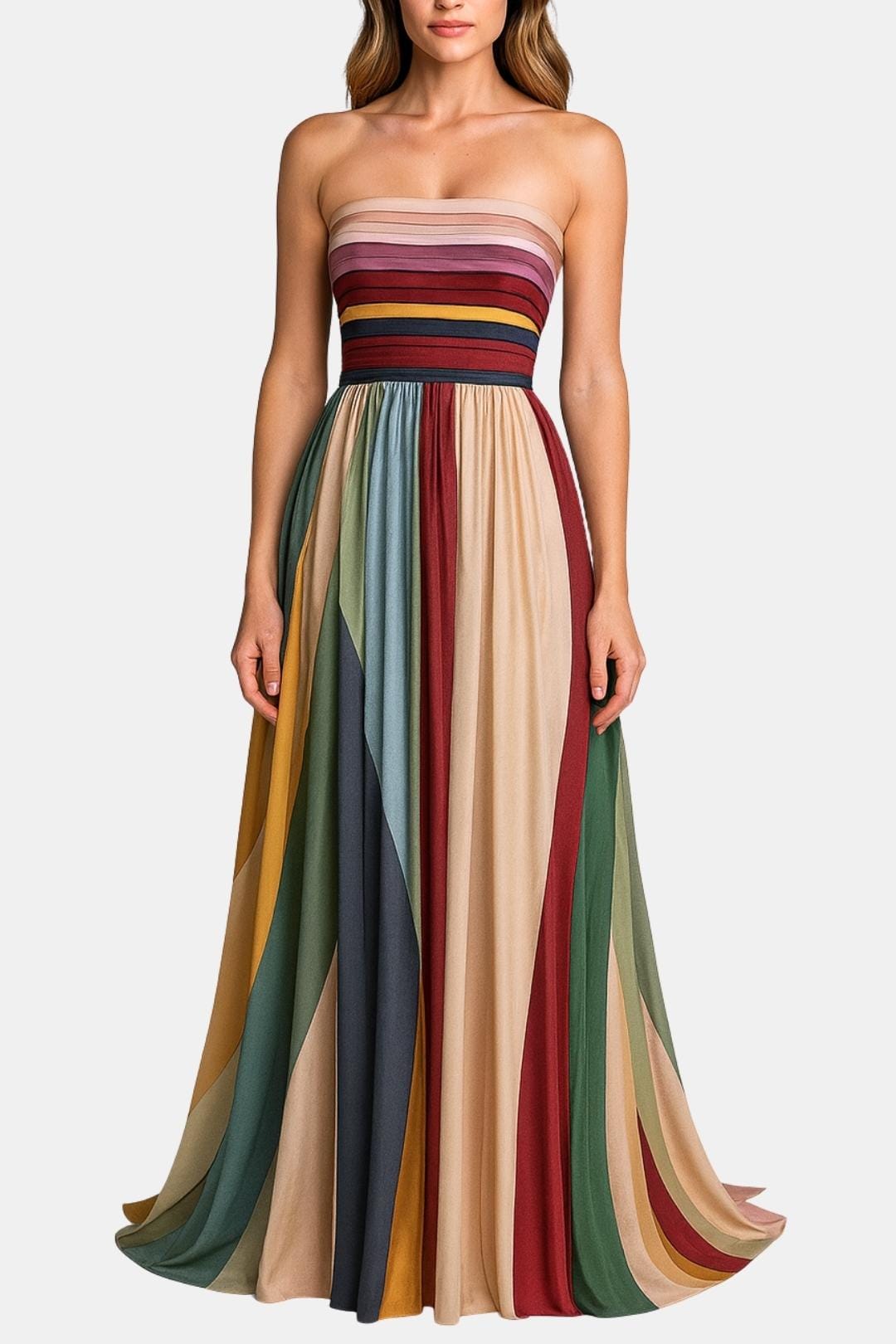 Daniela – Elegant Strapless Pleated Dress - Image 1