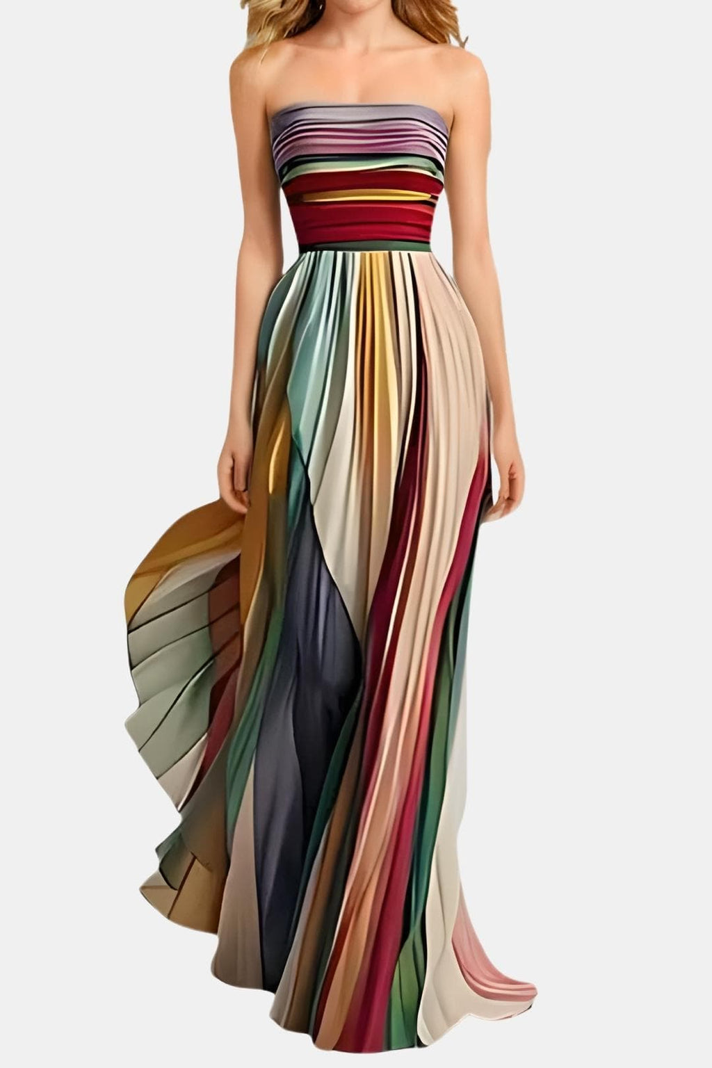 Daniela – Elegant Strapless Pleated Dress - Image 2