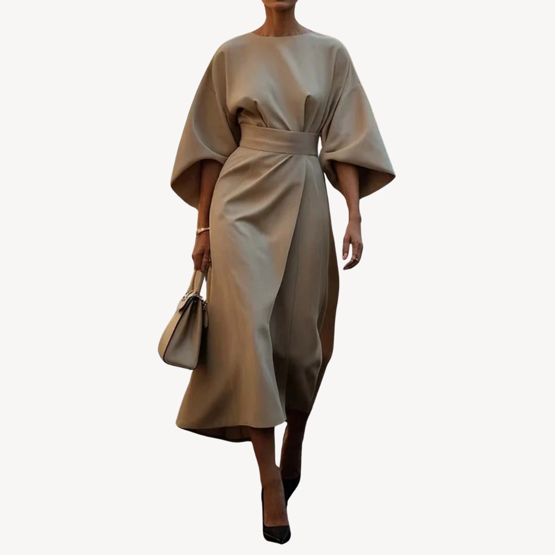 Wrap Dress Women's Elegant Cut with Statement Sleeves - Image 1