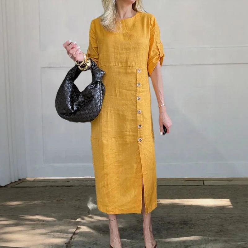 Mara – Elegant Side Button Dress - Image 2