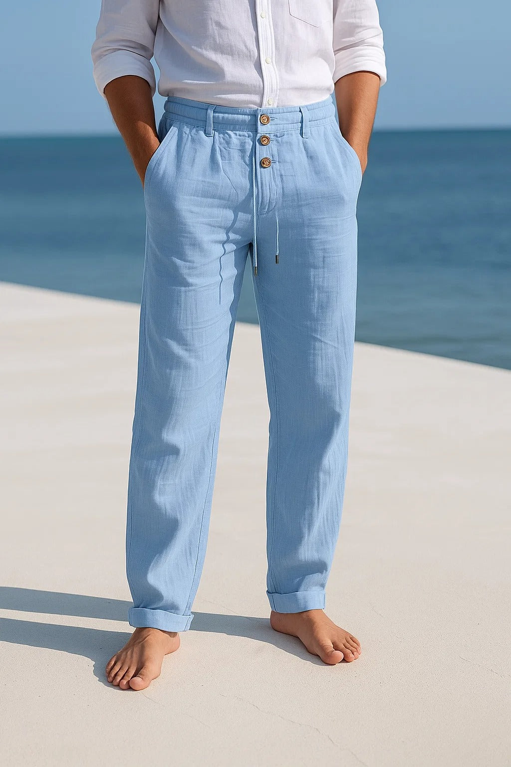 Linen Trousers Men - Relaxed Fit with Drawstring Waist - Image 7