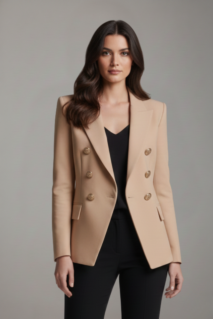 Women's blazer with a double-breasted placket and gold-colored buttons - J&B; - 5 - Elvaroza.com