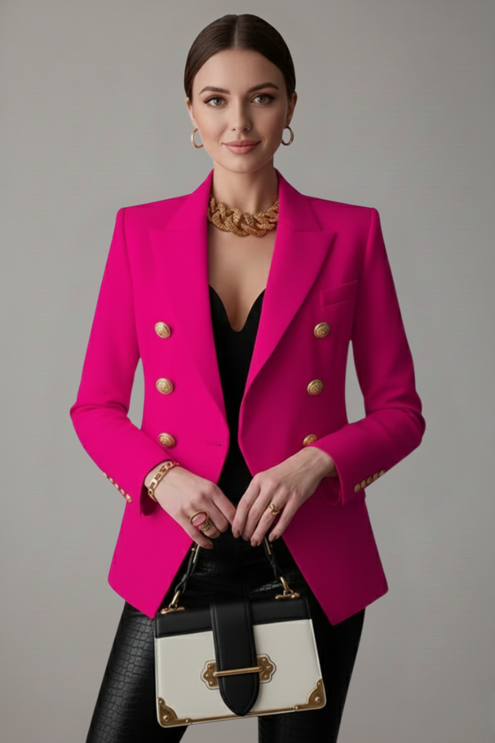 Women's blazer with a double-breasted placket and gold-colored buttons - J&B; - 4 - Elvaroza.com