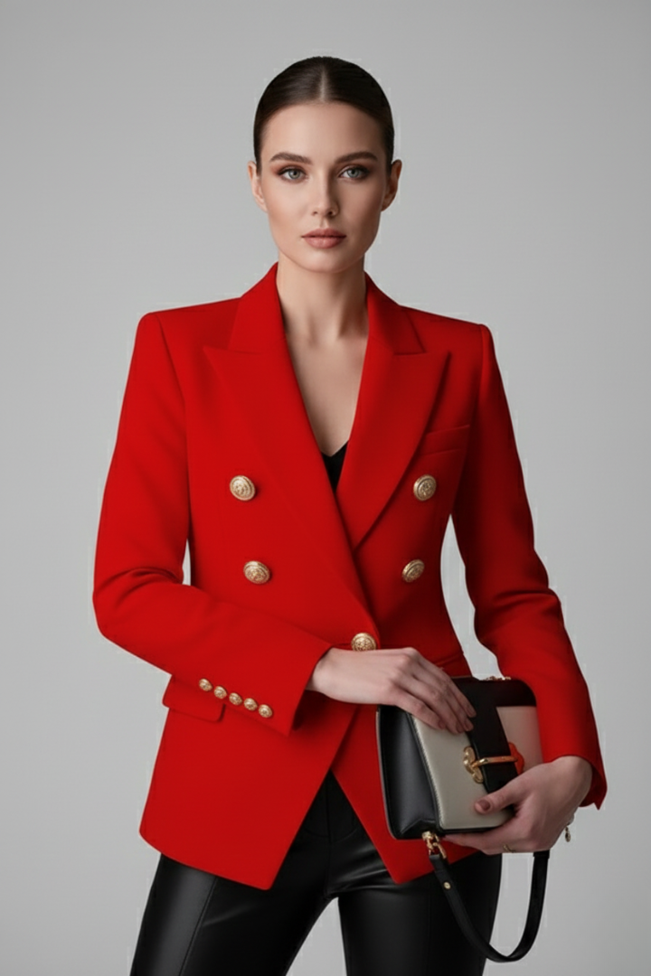 Women's blazer with a double-breasted placket and gold-colored buttons - J&B; - 3 - Elvaroza.com
