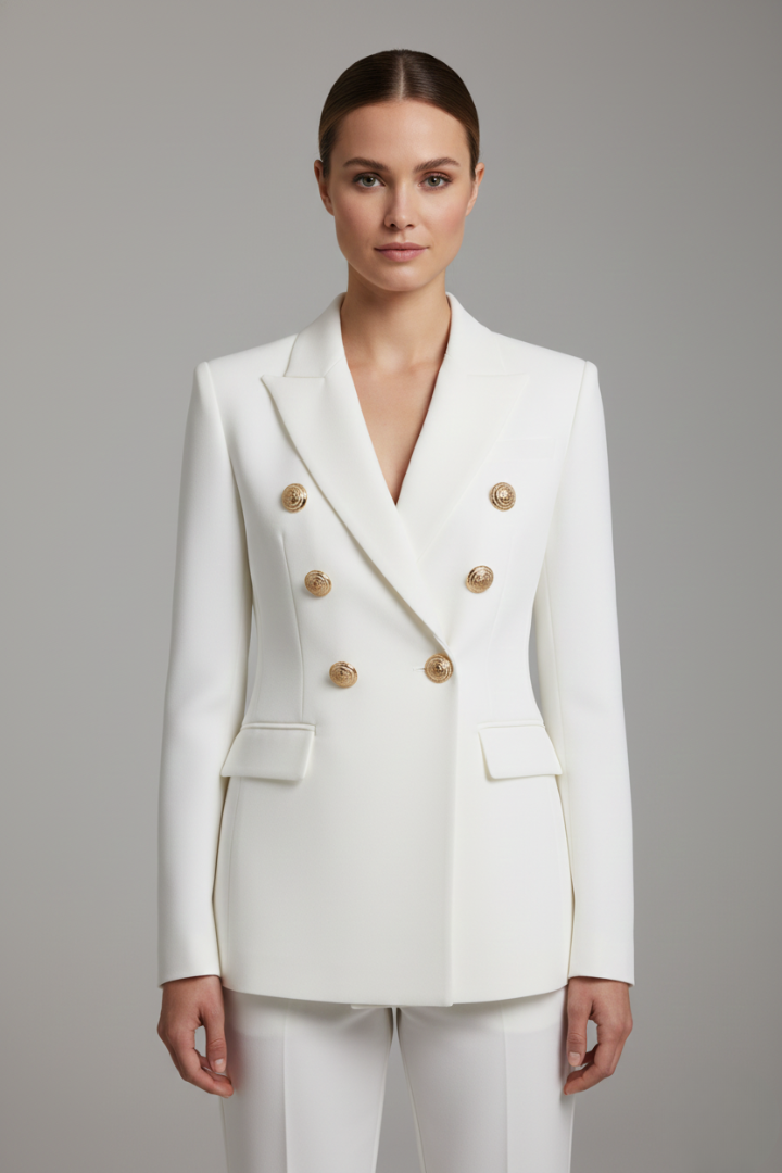 Women's blazer with a double-breasted placket and gold-colored buttons - J&B; - 2 - Elvaroza.com