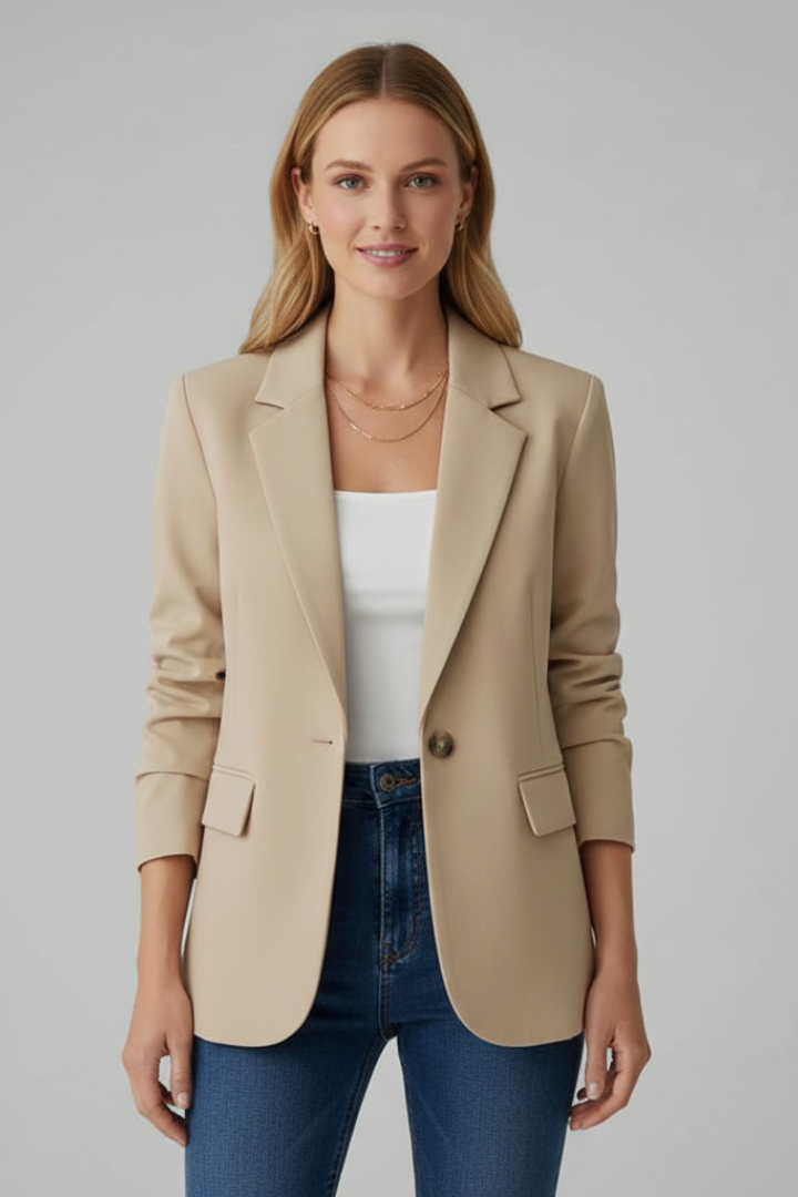 Women's Blazer with Drooping Lapels and One Button - J&B; - 4 - Elvaroza.com