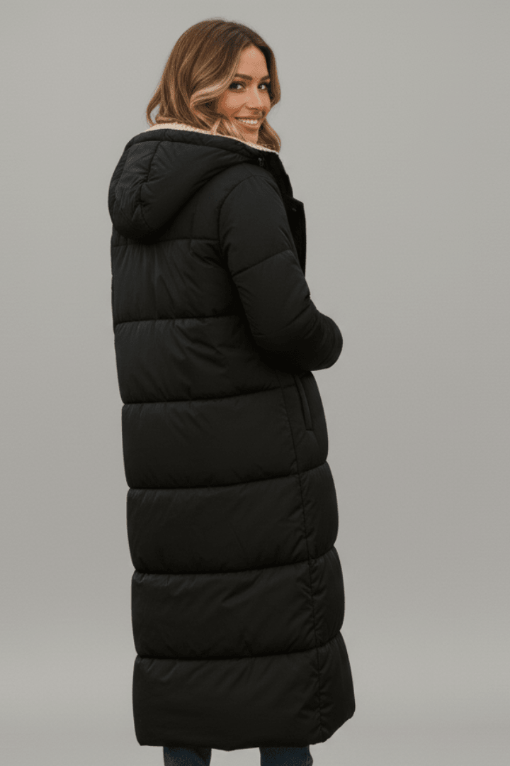 Women's Long Down Coat with Hood and Soft Lining - J&B; - 10 - Elvaroza.com