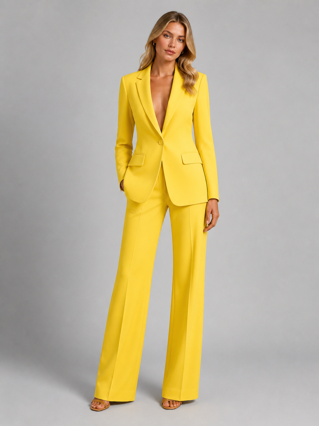 Women's Outfit: Fitted Blazer and Wide-Leg Pants - J&B; - 4 - Elvaroza.com