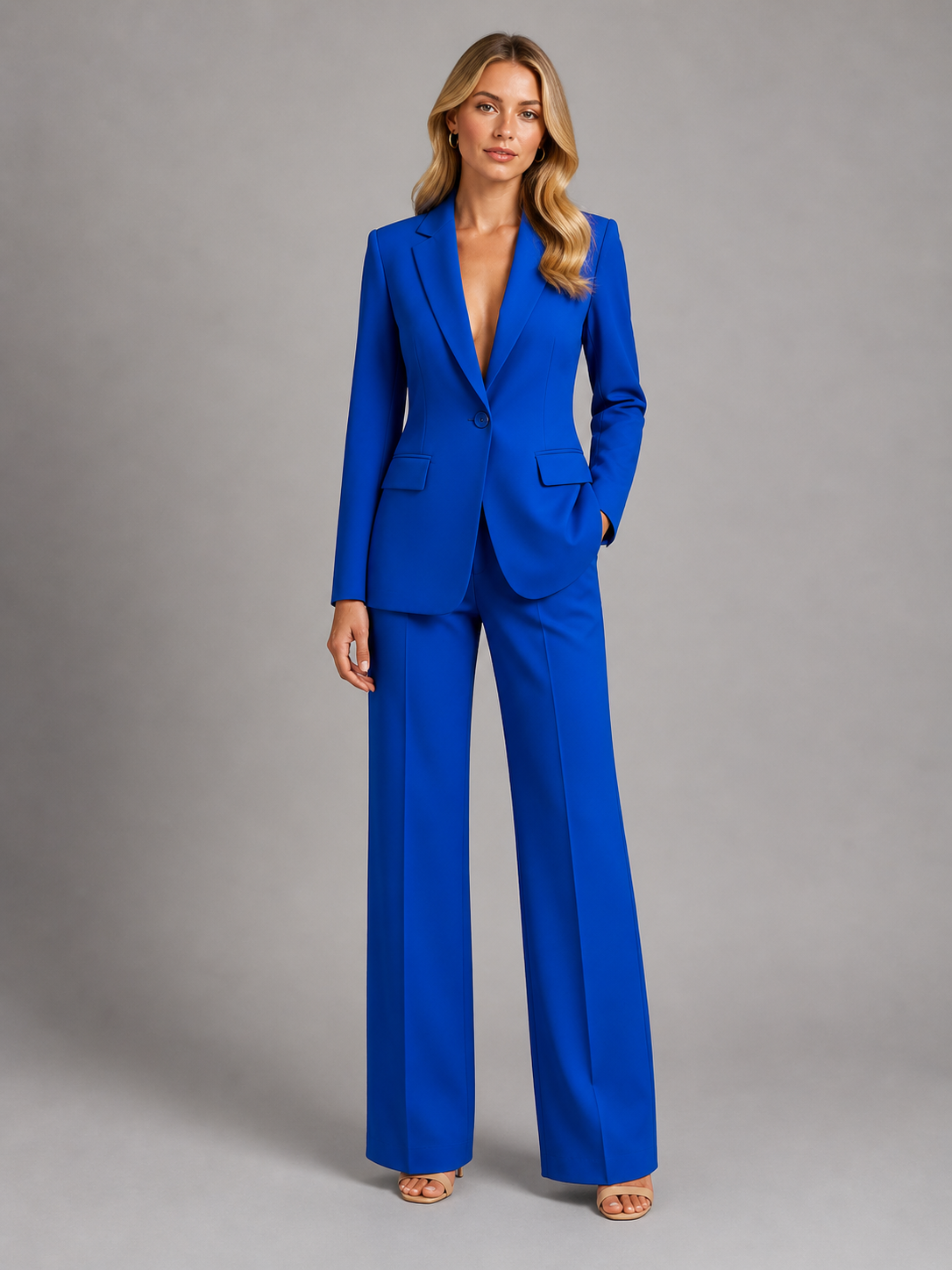Women's Outfit: Fitted Blazer and Wide-Leg Pants - J&B; - 3 - Elvaroza.com