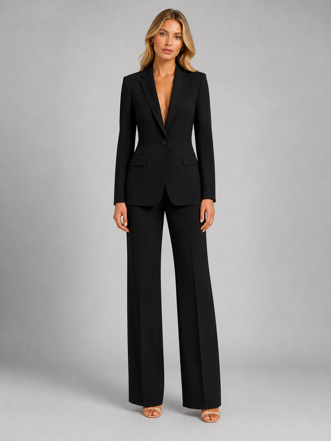Women's Outfit: Fitted Blazer and Wide-Leg Pants - J&B; - 2 - Elvaroza.com
