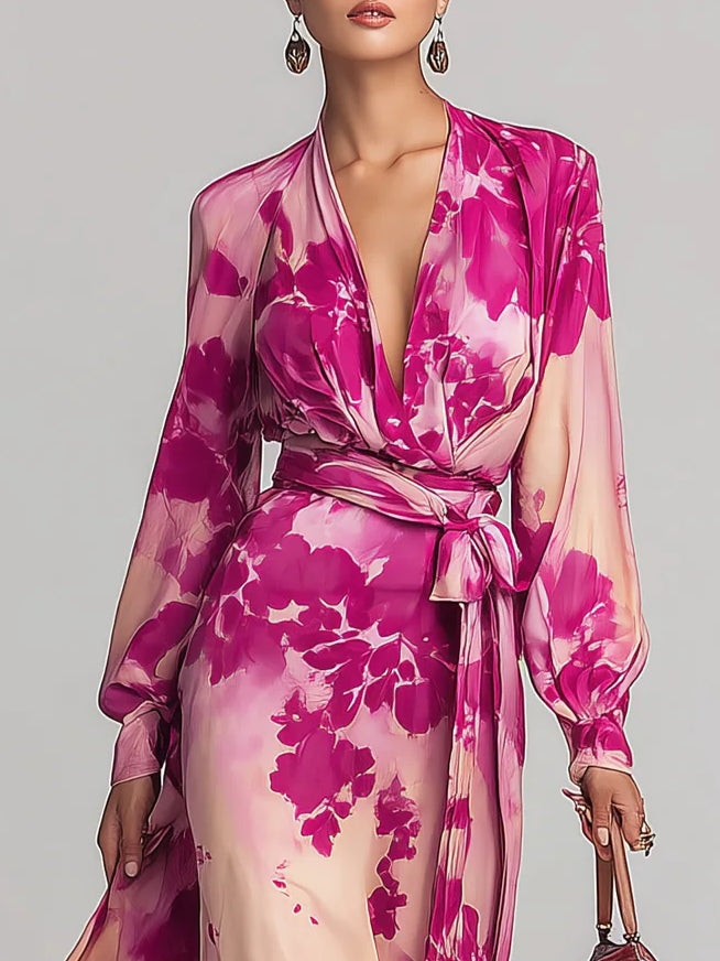 Emilia – Floral Chiffon Long-sleeve Dress - Image 3